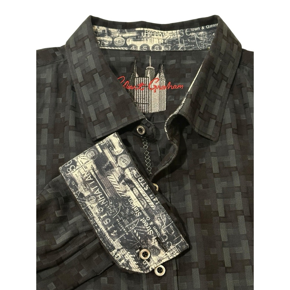 Robert Graham Men Shirt 3XL Manhattan Print Long Sleeve Flip Cuff New York